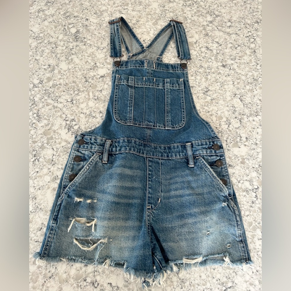 Abercrombie & Fitch semi Distressed Overalls denim Jean shorts